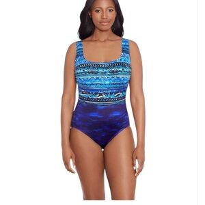 NEW Longitude Long Torso Tall One Piece Swimsuit NWT size 24 Blue